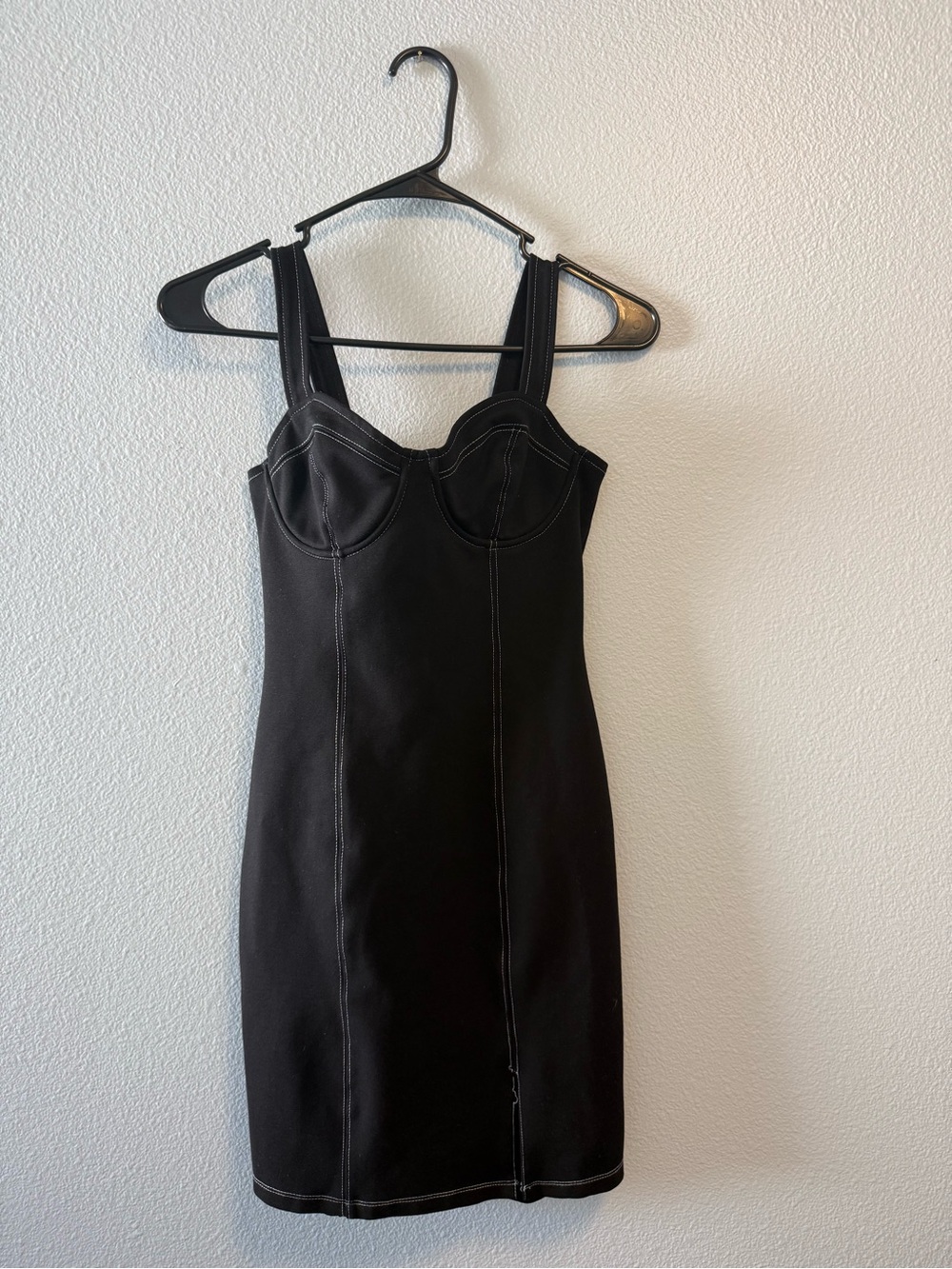 Black Bustier Mini Dress Contrast Stitch Corset